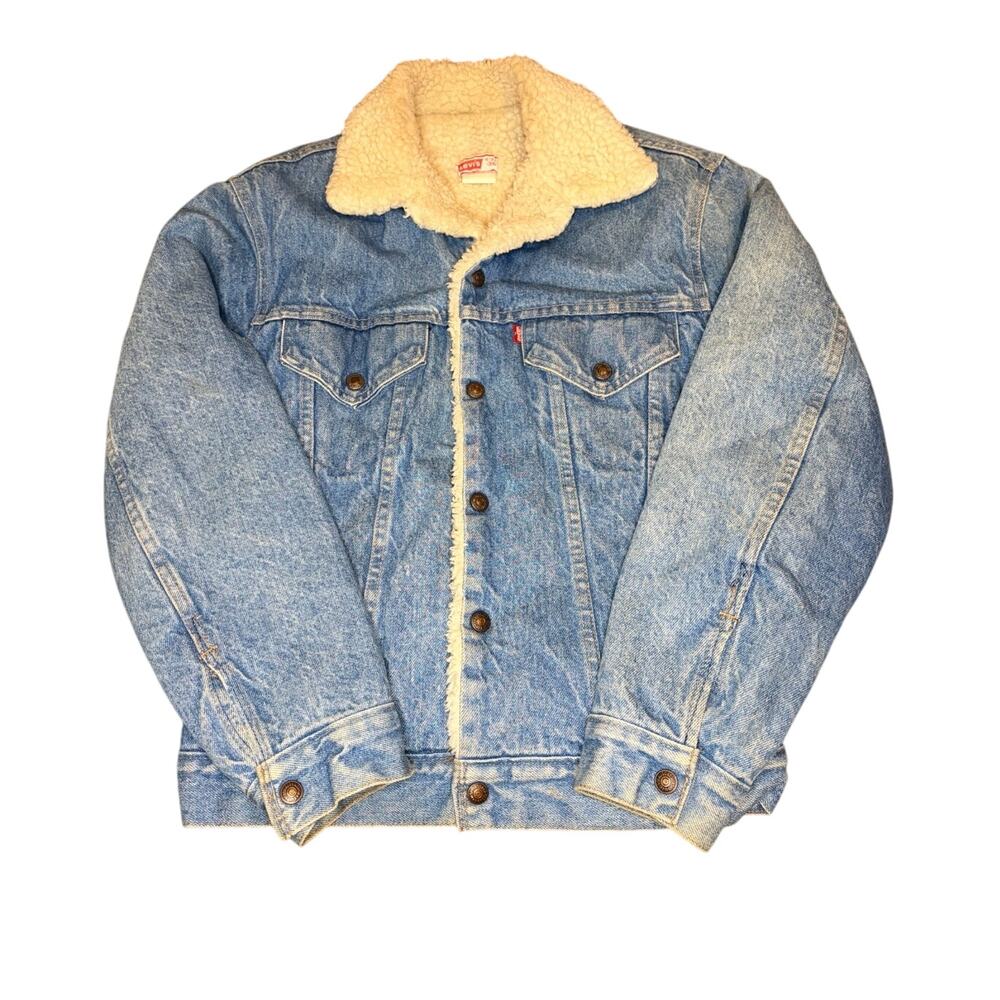 MINT Vtg 70s Levis 70608 Sherpa Lined Denim Trucker Jacket Made in USA Size 36